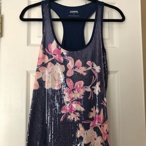 Floral sequin racer back tank top